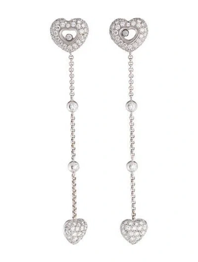 Pre-owned Chopard 18k 2.81ctw Diamond Happy Drop Earrings In Multi