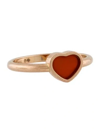 Pre-owned Chopard 18k Carnelian My Happy Hearts Cocktail Ring In Multi