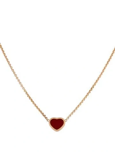 Pre-owned Chopard 18k Carnelian My Happy Hearts Pendant Necklace, 16" In Multi