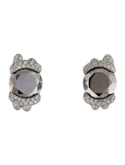 Pre-owned Chopard 18k Chrome Stone & Diamond Earclips In Multi
