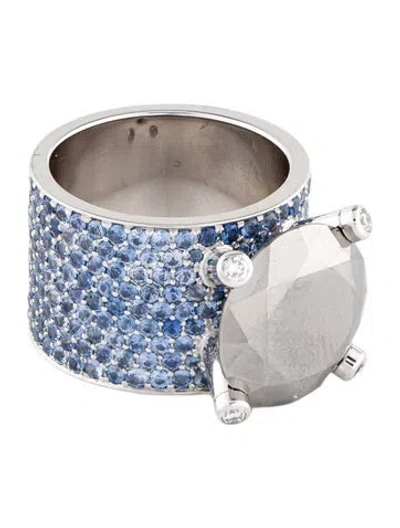 Pre-owned Chopard 18k Chrome Stone, Sapphire & Diamond Cocktail Ring In Multi
