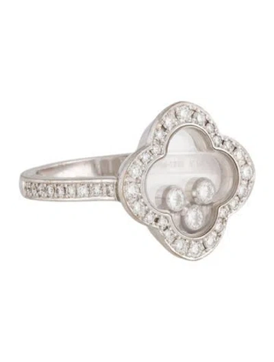 Pre-owned Chopard 18k Diamond Clover Cocktail Ring In Multi