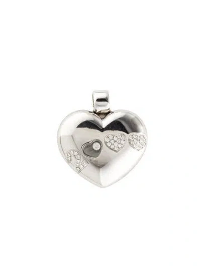 Pre-owned Chopard 18k Diamond Happy 2000 Heart Pendant, 1.25" In Multi