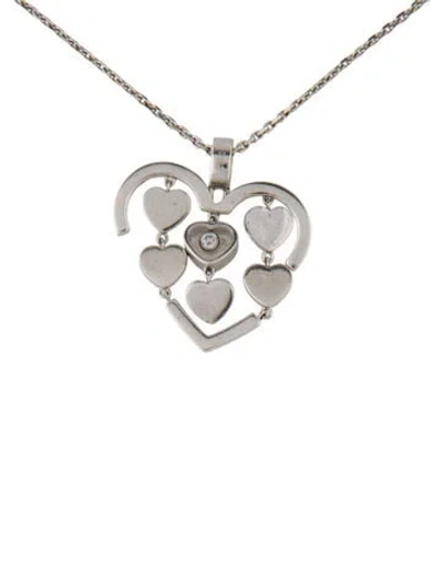 Pre-owned Chopard 18k Diamond Happy Amor Heart Pendant Necklace, 16.5" In Multi