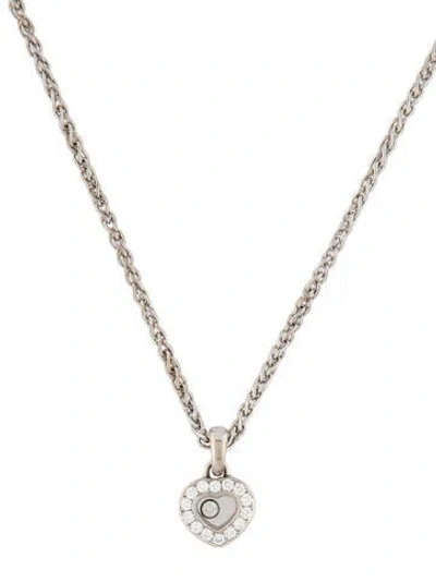 Pre-owned Chopard 18k Diamond Happy Diamonds Heart Pendant Necklace, 16.5" In Multi