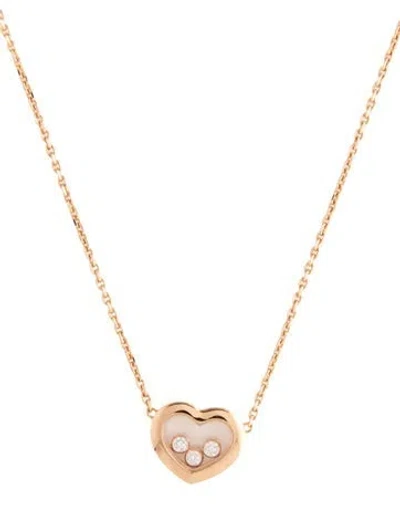 Pre-owned Chopard 18k Diamond Happy Diamonds Heart Pendant Necklace, 18" In Multi