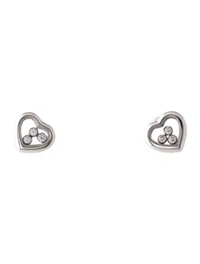 Pre-owned Chopard 18k Diamond Happy Heart Icon Stud Earrings In Multi