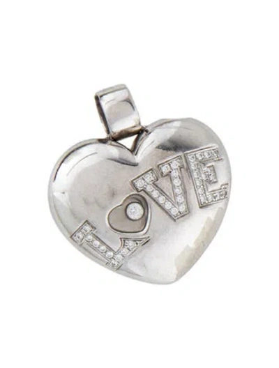Pre-owned Chopard 18k Diamond Happy Heart 'love' Pendant, 1" In Multi