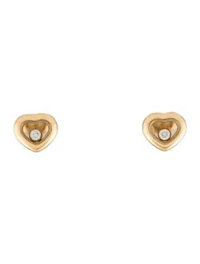 Pre-owned Chopard 18k Diamond Happy Heart Stud Earrings In Multi
