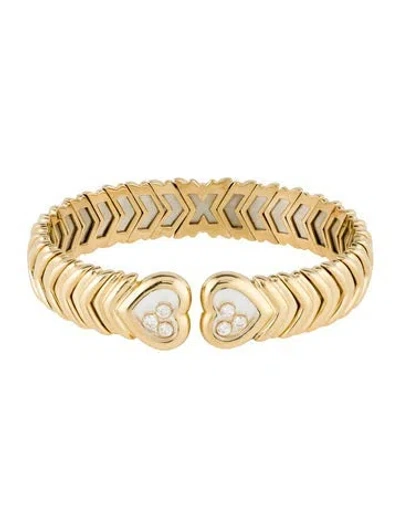 Pre-owned Chopard 18k Diamond Happy Hearts Cuff, 5.5" In Multi