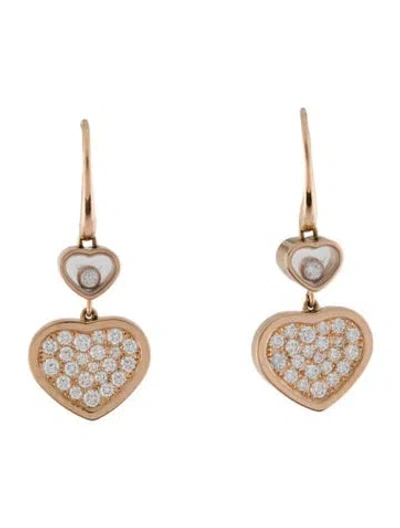 Pre-owned Chopard 18k Diamond Happy Hearts Earrings In Multi