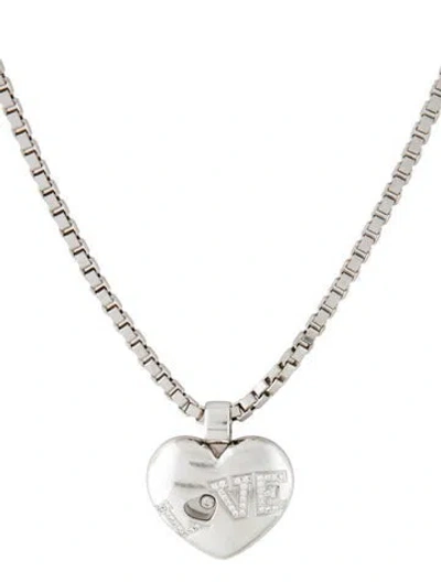 Pre-owned Chopard 18k Diamond Happy Hearts Love Necklace, 16" In Multi