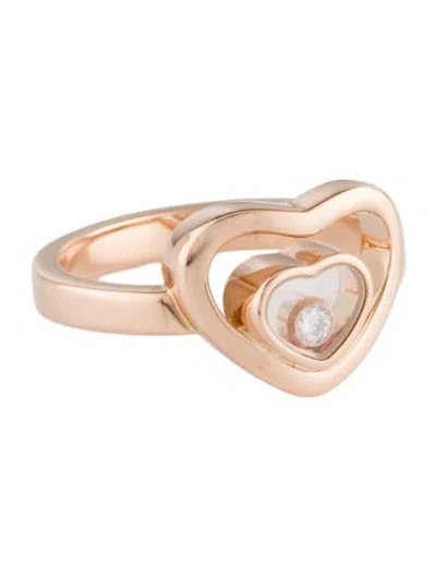 Pre-owned Chopard 18k Diamond Happy Hearts Mini Cocktail Ring In Multi