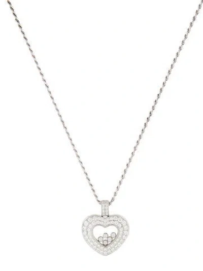 Pre-owned Chopard 18k Diamond Happy Hearts Pendant Necklace, 16" In Multi