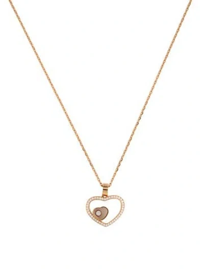 Pre-owned Chopard 18k Diamond Happy Hearts Pendant Necklace, 16.5" In Multicolor