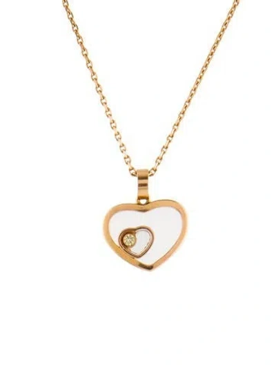 Pre-owned Chopard 18k Diamond Happy Hearts Pendant Necklace, 17" In Multi