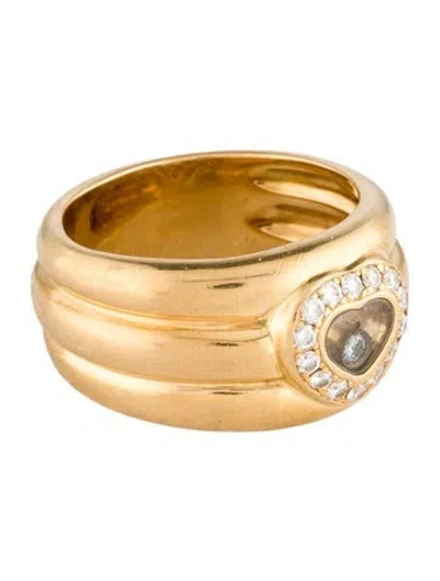 Pre-owned Chopard 18k Diamond Happy Hearts Ribbed Band Ring In Multi