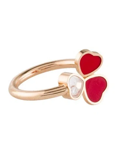 Pre-owned Chopard 18k Diamond Happy Hearts Ring In Red