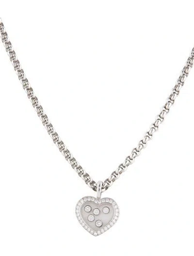 Pre-owned Chopard 18k Diamond Happy Icons Heart Pendant Necklace, 16" In Multicolor