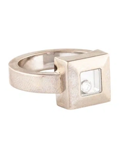 Pre-owned Chopard 18k Diamond Happy Icons Square Cocktail Ring In Multi