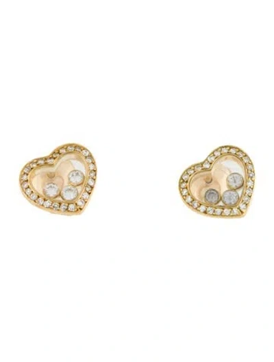 Pre-owned Chopard 18k Diamond Heart Stud Earrings In Multi