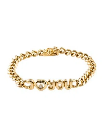 Pre-owned Chopard 18k Diamond 'i Love You' Link Bracelet, 6.5" In Multi