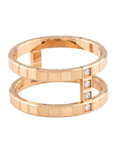 Pre-owned Chopard 18k Diamond Ice Cube Double Row Band Ring In Multicolor
