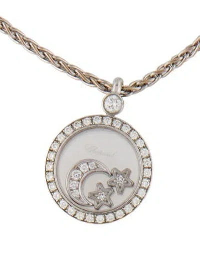 Pre-owned Chopard 18k Diamond Moon & Star Pendant Necklace, 17.25" In Multi
