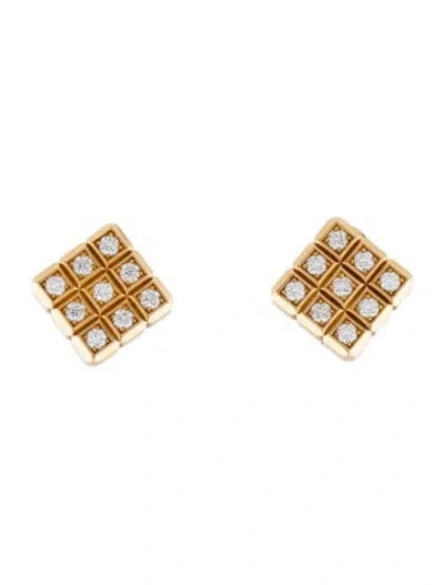 Pre-owned Chopard 18k Diamond Square Earclips In Multi