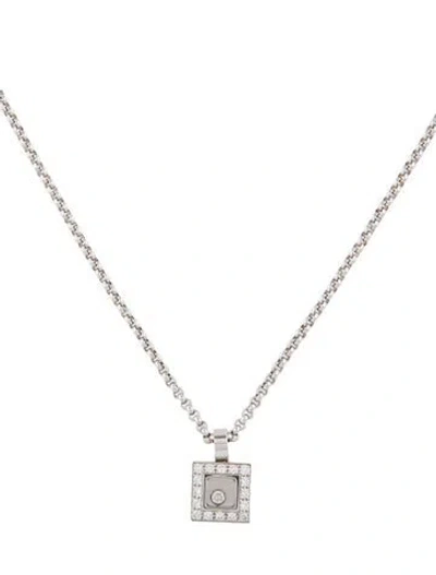 Pre-owned Chopard 18k Diamond Square Pendant Necklace, 16.5" In Multi