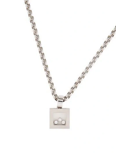 Pre-owned Chopard 18k Diamond Square Pendant Necklace, 16.75" In Multi