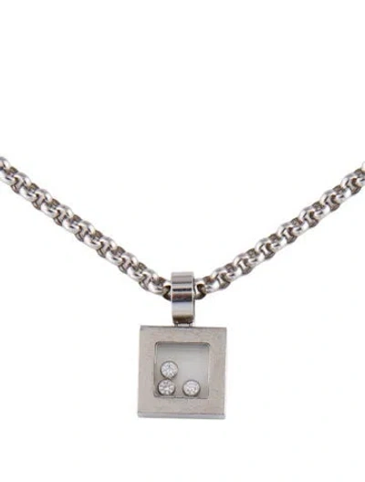 Pre-owned Chopard 18k Diamond Square Pendant Necklace In Multi