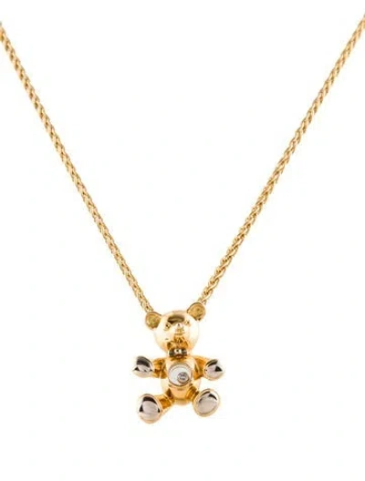 Pre-owned Chopard 18k Diamond Teddy Bear Happy Diamond Pendant Necklace, 16.5" In Multi