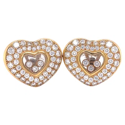 Pre-owned Chopard 18k Gold 2.45ct "happy Diamond" Heart-shaped Earrings 19.2 Grams In Multiple