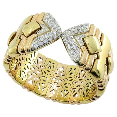 Pre-owned Chopard 18k Gold Multicolor Flexible Diamond Pavé Cuff Bracelet, 1970s