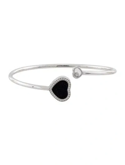 Pre-owned Chopard 18k Goldstone & Diamond Happy Hearts Bangle Bracelet, 6.75" In Multi