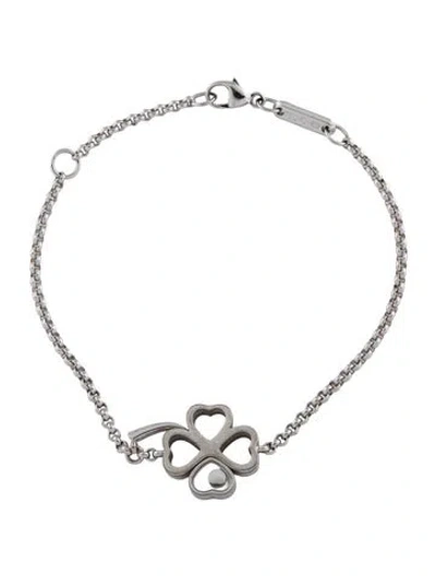 Pre-owned Chopard 18k Happy Diamond Clover Bracelet, 6.75" In Multi