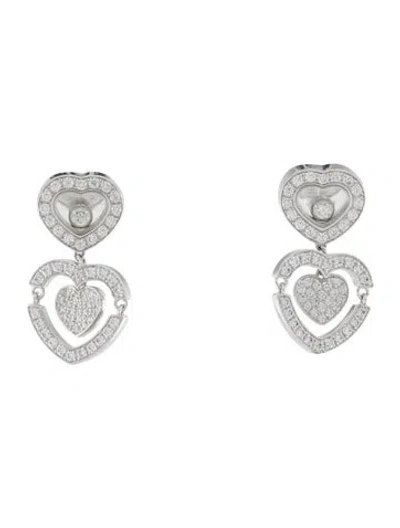 Pre-owned Chopard 18k Happy Diamond Heart Drop Earrings In Multi