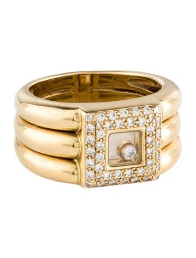 Pre-owned Chopard 18k Happy Diamond Square Signet Ring In Multi