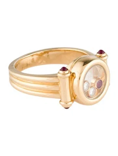 Pre-owned Chopard 18k Happy Diamonds & Ruby Cocktail Ring In Multi
