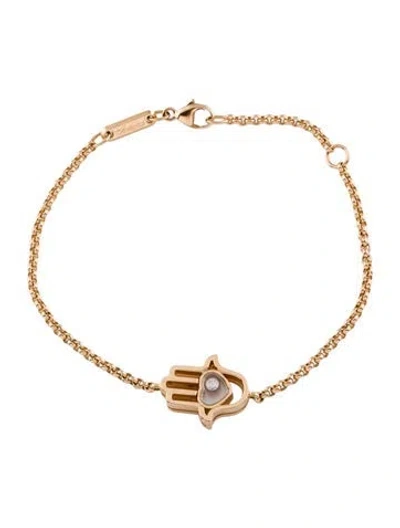 Pre-owned Chopard 18k Happy Diamonds Good Luck Hamsa Charm Bracelet, 6.75" In Multi