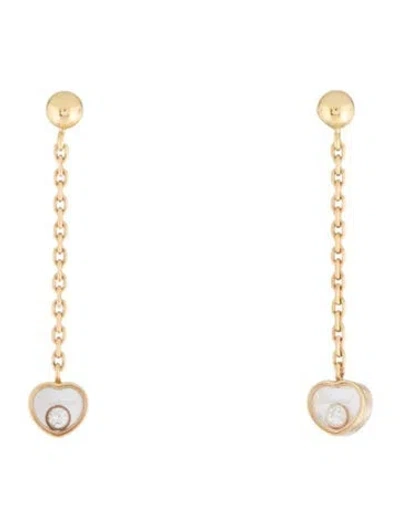 Pre-owned Chopard 18k Happy Diamonds Heart Chain Drop Earrings In Multi