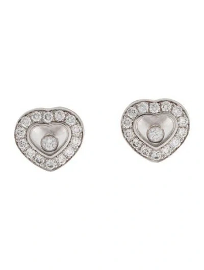 Pre-owned Chopard 18k Happy Diamonds Heart Icon Stud Earrings In Multi