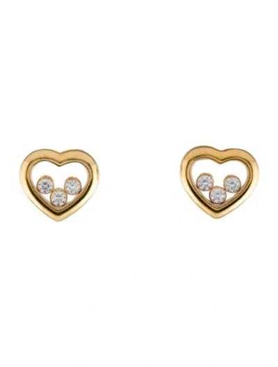 Pre-owned Chopard 18k Happy Diamonds Heart Icon Stud Earrings In Multi