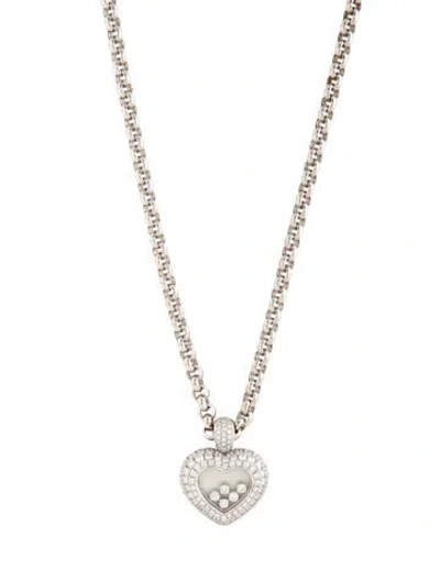 Pre-owned Chopard 18k Happy Diamonds Heart Pendant Necklace, 17" In Multi