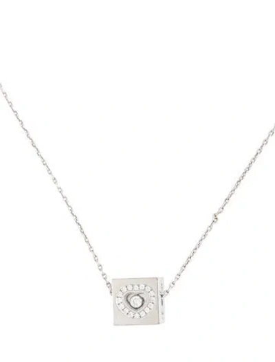 Pre-owned Chopard 18k Happy Diamonds Love Cube Pendant Necklace, 16.5" In Multicolor
