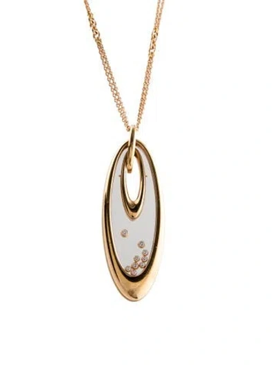 Pre-owned Chopard 18k Happy Diamonds Oval Long Pendant Necklace, 32" In Multi