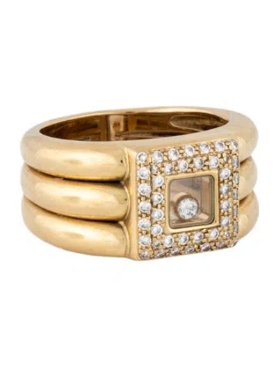 Pre-owned Chopard 18k Happy Diamonds Pave Ring In Multicolor