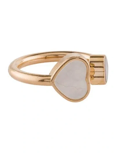 Pre-owned Chopard 18k Mother Of Pearl & Diamond Happy Hearts Ring In Multi