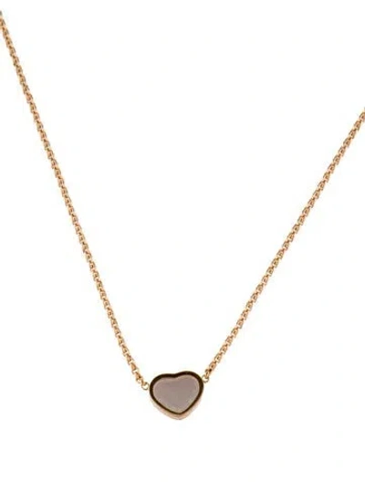 Pre-owned Chopard 18k Mother Of Pearl Happy Hearts Pendant Necklace, 16" In Multi